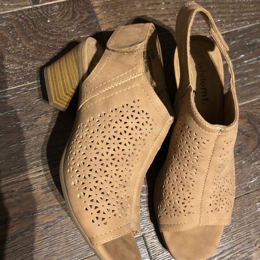 Tan sling back heeled sandals size 6.5